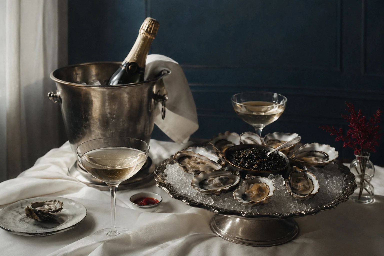 Oysters, caviar and champagne
